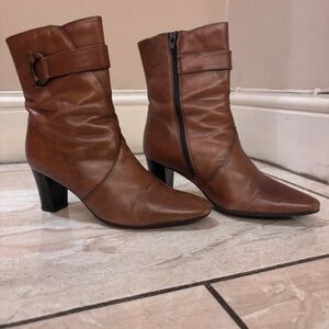 Clarks Brown Leather Heeled Boots